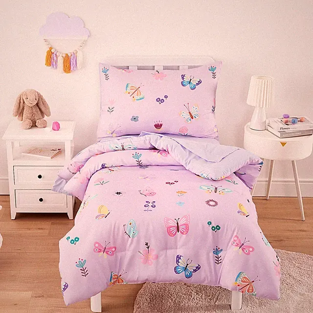 Butterfly Bedding Set for Girls, Cute Colorful Butterfly with Floral Flower...