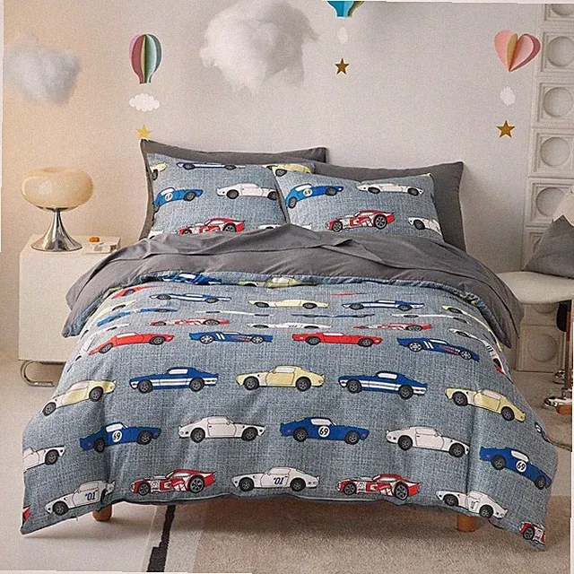 Race Car Bedding Set for Boys, Cute Colorful Sports Car Supercar Wheels Com...