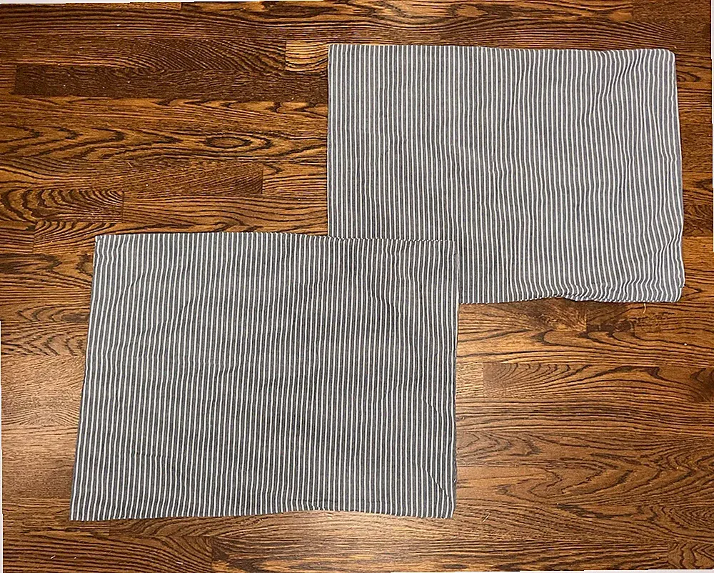WAKE IN CLOUD Blue White Striped Cotton Shams STANDARD Pillowcases- Set of 2