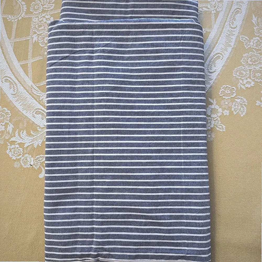 WAKE IN CLOUD Blue White Striped Lightweight Chambray Euro Pillowcase Shams SET