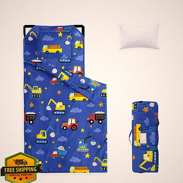 Wake In Cloud Cot Nap Mat Blanket Construction Car Blue