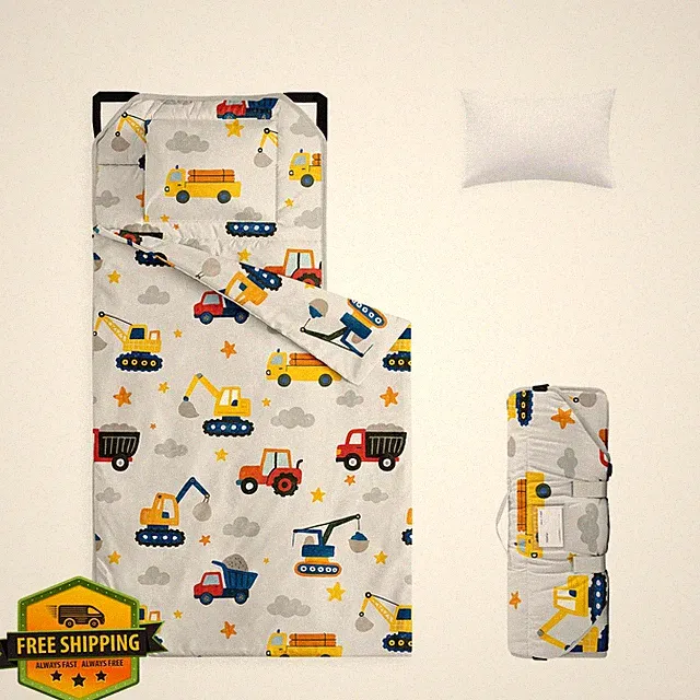 Wake In Cloud Cot Nap Mat Pillow Blanket Construction Car