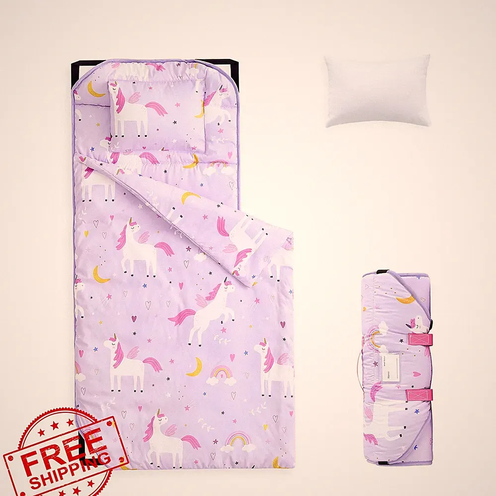 Wake In Cloud Cot Nap Mat Unicorn Rainbow Pillow Blanket Toddler Kids Daycare