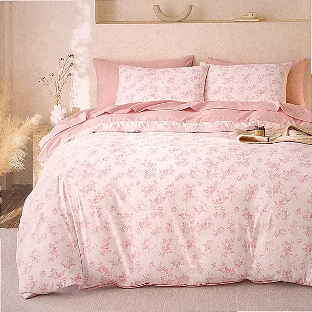 Wake In Cloud - Cottagecore Comforter Set, Floral Vintage Flower Shabby Chic Coq
