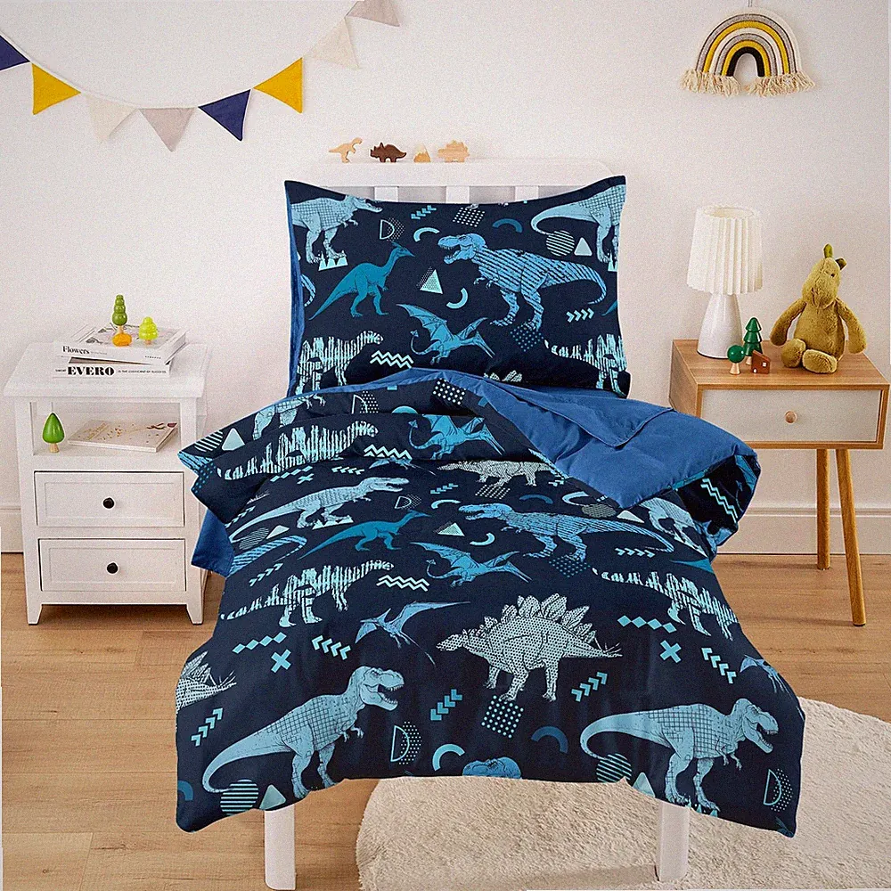Wake In Cloud Dinosaur Toddler Bedding Set Boys Jurassic Dino World 4 Piece Crib
