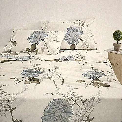 Wake In Cloud - Floral Sheet Set, 100% Cotton Bedding, Botanical Flowers Pattern