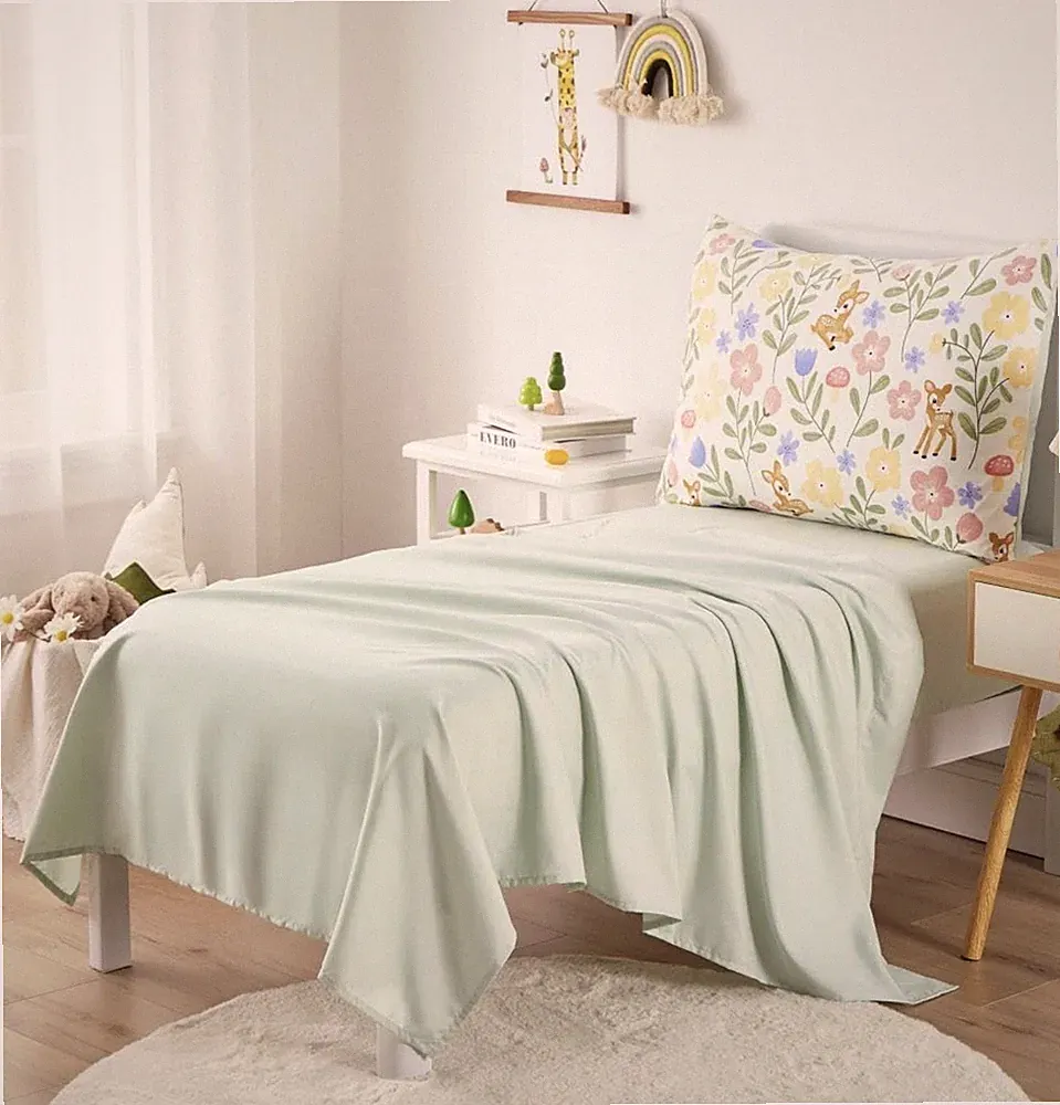 Wake In Cloud Floral Toddler Bedding Set 3 Botanical Flowers Deer no comforter