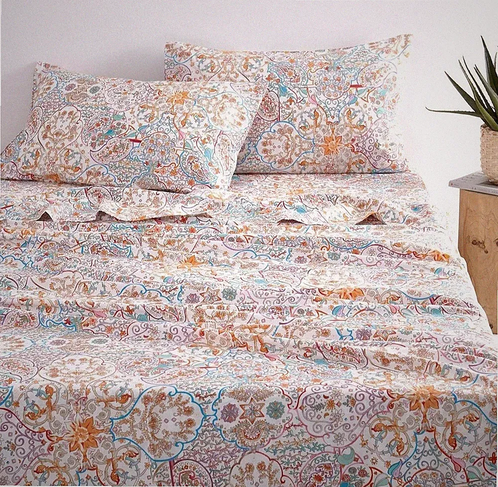 Wake In Cloud King Duvet Cover Set With Pillow Shams Boho Floral Pastel ish New
