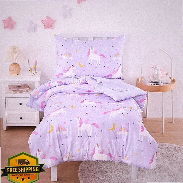 Wake In Cloud Toddler Bedding Set Girls Unicorn Rainbow 4pc