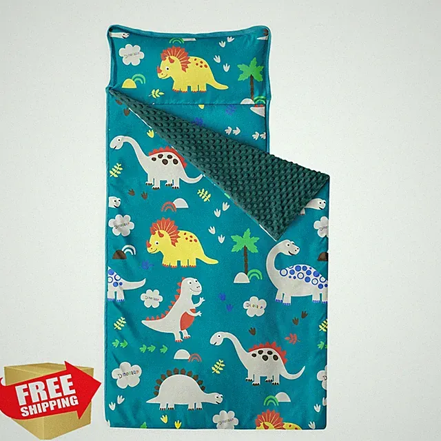 Wake In Cloud Toddler Nap Mat Dinosaur Minky Blanket Pillow